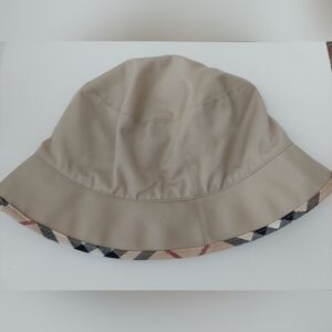 Burberry Cotton Bucket Hat with Check Plaid Trim